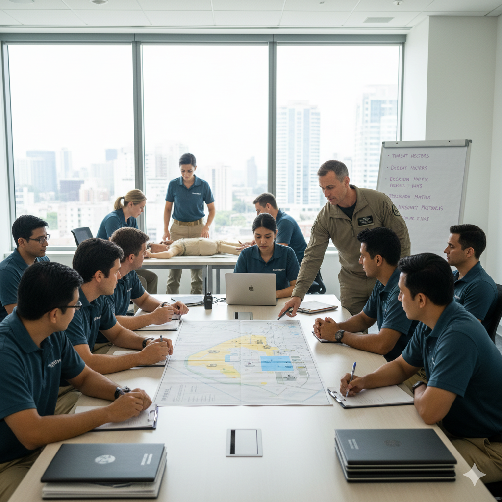 Corporate professionals in a training session