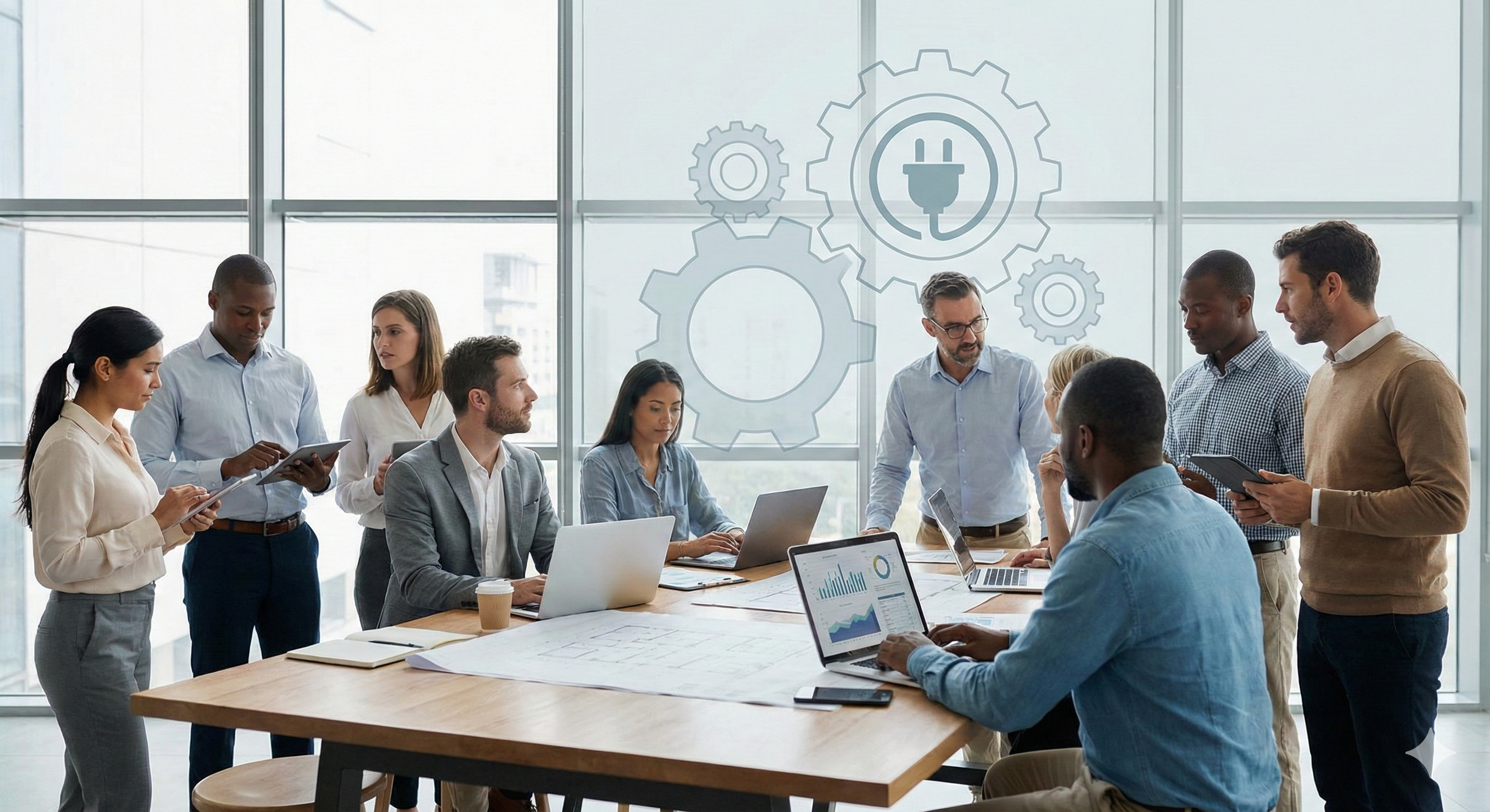 Skilled professionals working in a modern office environment